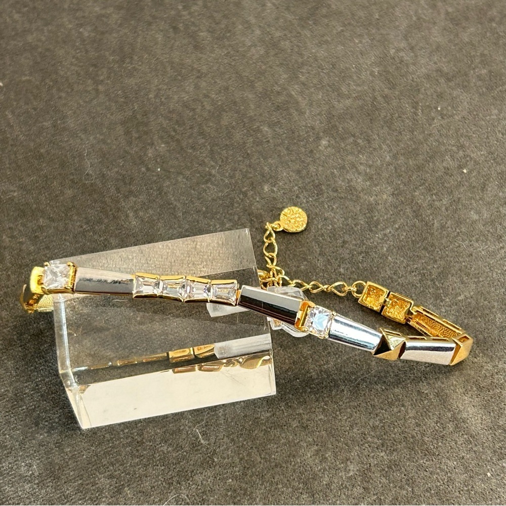 Fifth Avenue collection Silver tone gold tone crystal rhinestone tennis bracelet